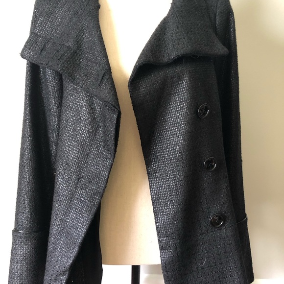 ZARA BASIC dark grey tie waist button pea coat XL - Picture 5 of 8